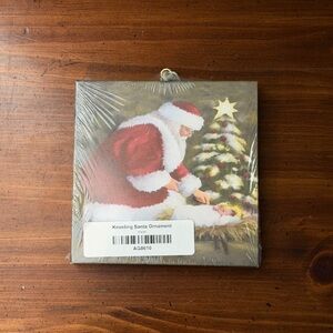 Knealing Santa Hanging Picture Ornament 6x6 NEW